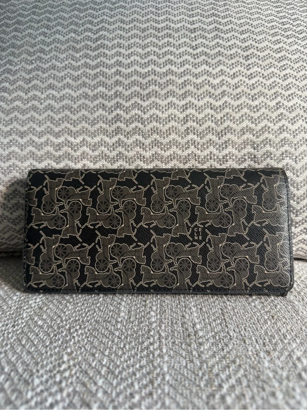 Celine Macadam Triomphe Black PVC & Leather Continental Long Wallet